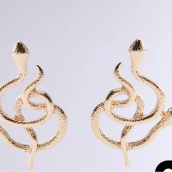 Akira Elegant Gold Swirl Snake Earrings - Picture 6 of 14